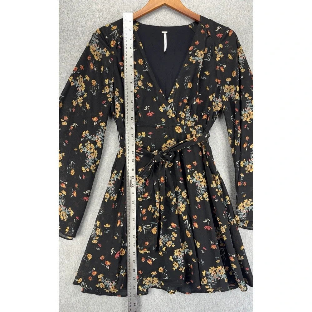Free People Lilou Mini Dress Floral Boho Chic Bell Sleeve Western Festival Small